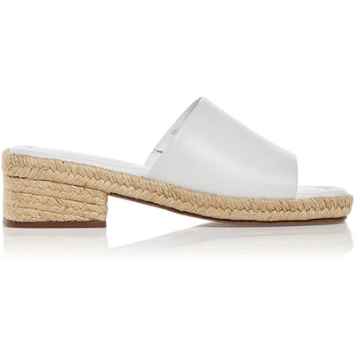 Shop Schutz Corah Womens Leather Peep-toe Slide Sandals In White