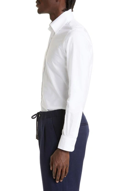 Shop Thom Sweeney Oxford Cotton Button-down Shirt In White