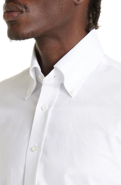 Shop Thom Sweeney Oxford Cotton Button-down Shirt In White