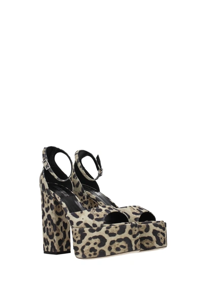 Shop Paris Texas Sandals Tatiana Suede Beige Leopard