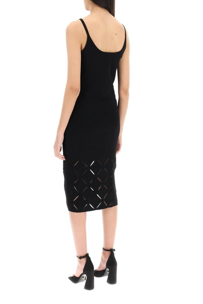 Shop Versace Slashed Knit Midi Dress