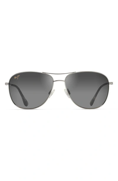 Maui Jim Cliff House 59mm Polarized Aviator Sunglasses In Silver