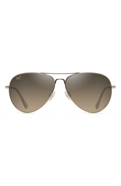 Shop Maui Jim Mavericks 61mm Polarized Oversize Aviator Sunglasses In Gold/ Bronze