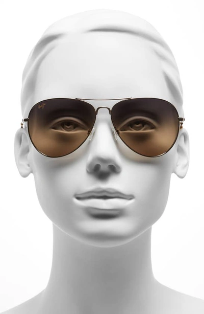 Shop Maui Jim Mavericks 61mm Polarized Oversize Aviator Sunglasses In Gold/ Bronze
