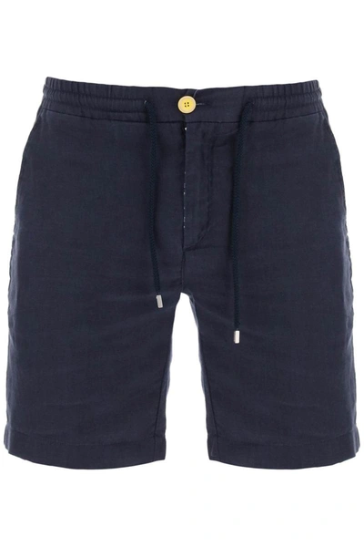 Shop Vilebrequin Linen Drawstring Shorts In Blue