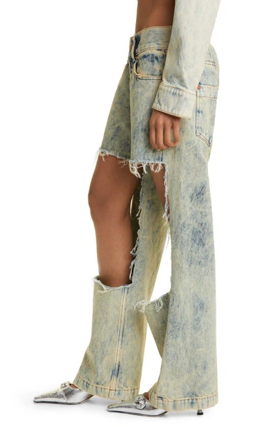 Shop Vaquera Gender Inclusive Ripped Cutout Wide Leg Jeans In Acid Soy