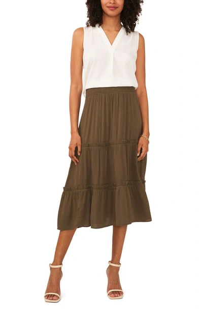 Shop Vince Camuto Tiered Maxi Skirt In Olive