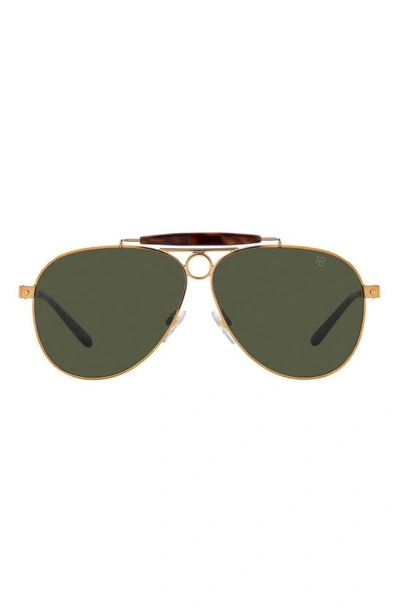 Shop Ralph Lauren 61mm Aviator Sunglasses In Antiq Cop