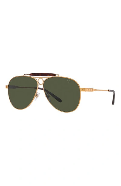 Shop Ralph Lauren 61mm Aviator Sunglasses In Antiq Cop