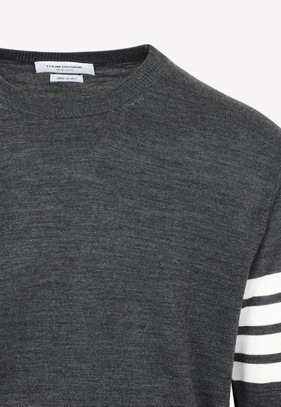 Shop Thom Browne 4-bar Stripe Sweater In Wool In Gray