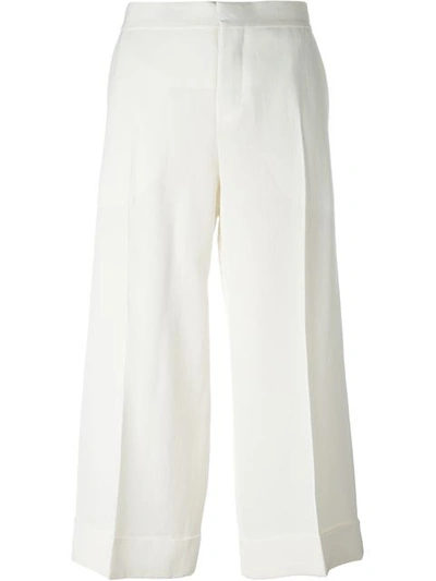 Marni Low-slung Wide-leg Cropped Jeans In White