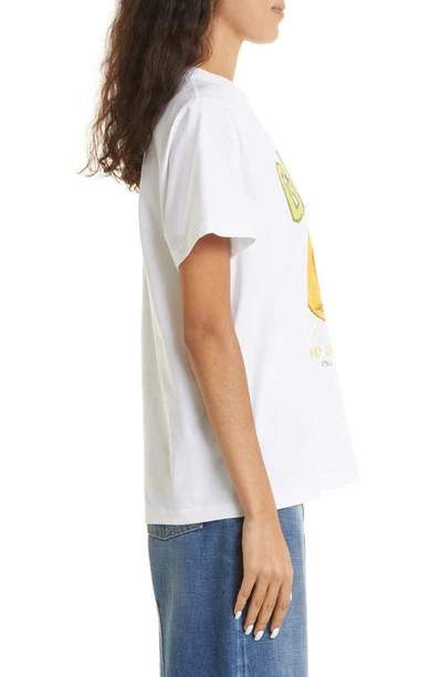 Shop Ganni Peach Organic Cotton Graphic T-shirt In Bright White