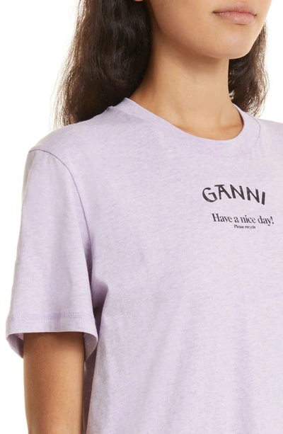 Shop Ganni Logo Organic Cotton Graphic T-shirt In Orchid Petal