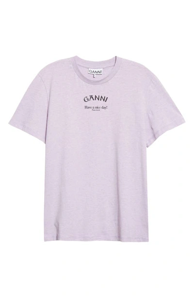 Shop Ganni Logo Organic Cotton Graphic T-shirt In Orchid Petal