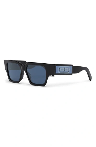 Shop Dior Cd Su 56mm Square Sunglasses In Shiny Black / Blue