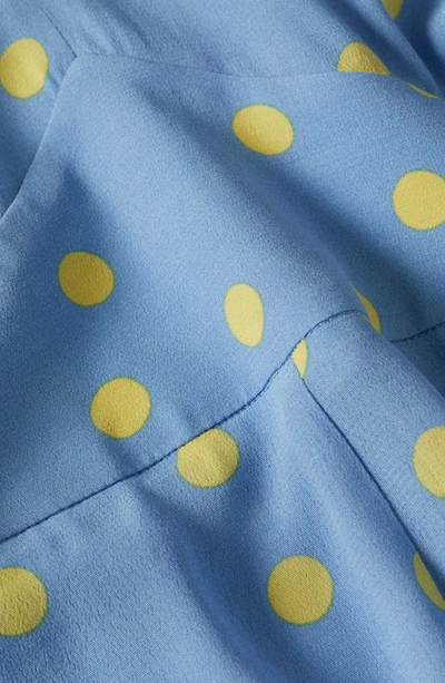 Shop Mango Polka Dot Puff Sleeve Romper In Blue
