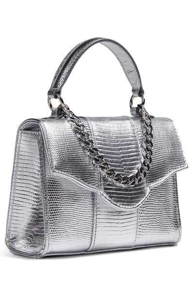 Shop Liselle Kiss Meli Lizard Embossed Leather Top Handle Bag In Silver Lizard