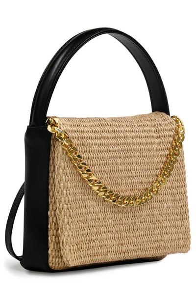 Shop Liselle Kiss Taylor Raffia Top Handle Bag In Natural/ Black Leather