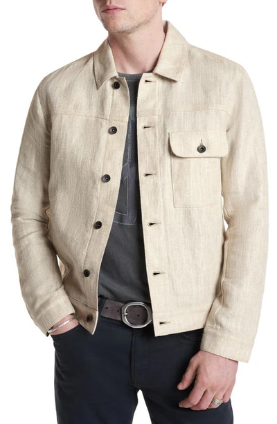 Shop John Varvatos Drew Linen & Cotton Trucker Jacket In Fossil Grey