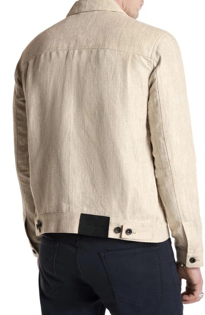 Shop John Varvatos Drew Linen & Cotton Trucker Jacket In Fossil Grey