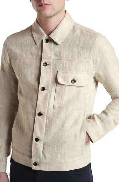 Shop John Varvatos Drew Linen & Cotton Trucker Jacket In Fossil Grey