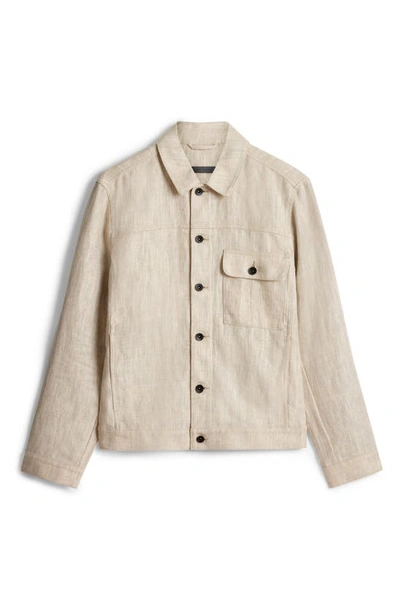 Shop John Varvatos Drew Linen & Cotton Trucker Jacket In Fossil Grey