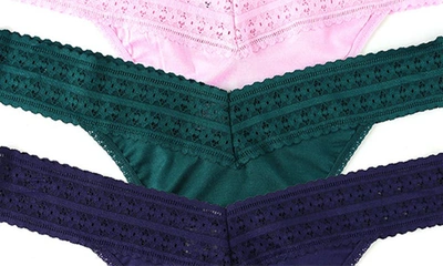 Shop Hanky Panky Dream Lace Trim Thong In Blue/ Green/ Pink