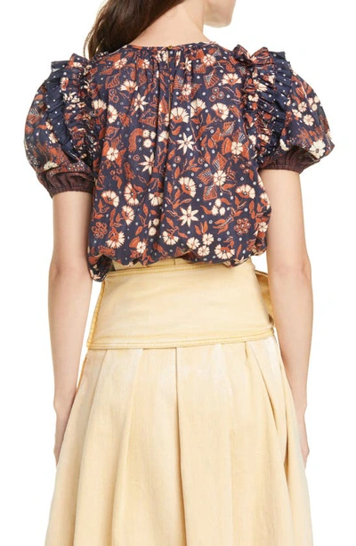 Shop Ulla Johnson Arbor Floral Puff Sleeve Top In Midnight