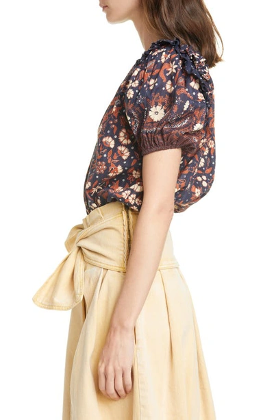 Shop Ulla Johnson Arbor Floral Puff Sleeve Top In Midnight