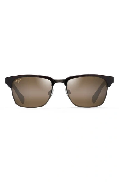 Shop Maui Jim Kawika 54mm Polarizedplus®2 Rectangular Sunglasses In Tortoise/ Gold