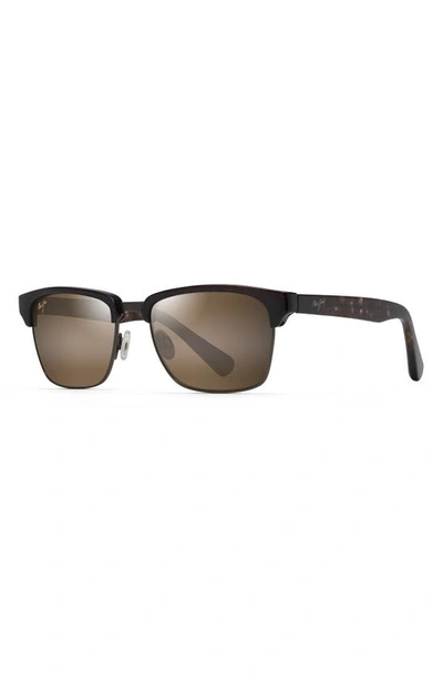 Maui Jim Kawika 54mm Polarizedplus®2 Rectangular Sunglasses In Tortoise/ Gold