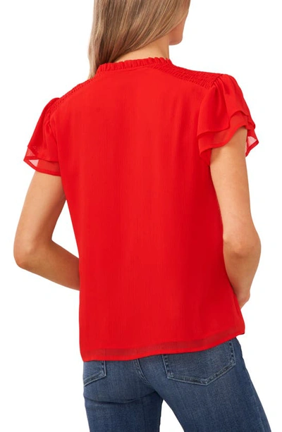 Cece Flutter Sleeve Top In Fireball Red