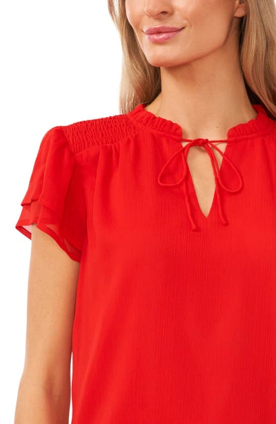 Cece Flutter Sleeve Top In Fireball Red