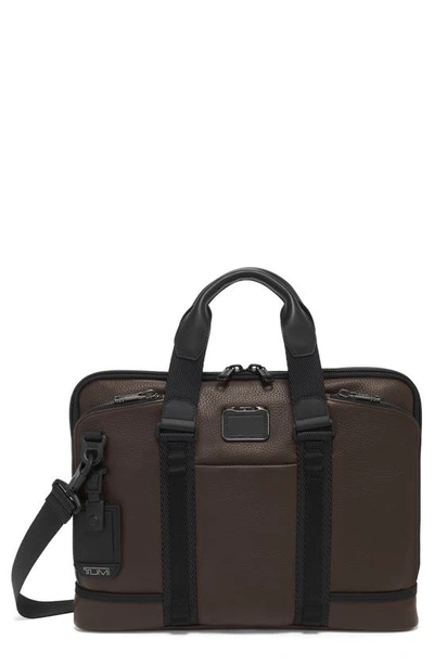 Shop Tumi Academy Leather Briefcase In Dark Brown