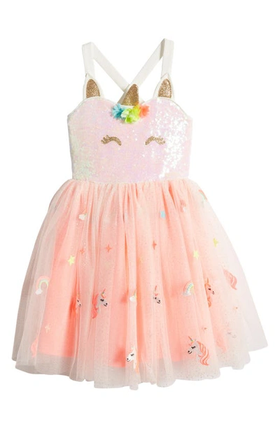 Shop Zunie Kids' Sequin Unicorn Party Dress In Neon