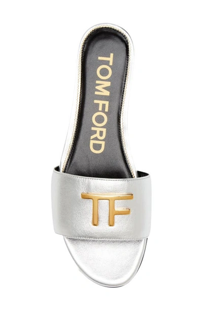 Shop Tom Ford Tf Logo Slide Sandal In Silver