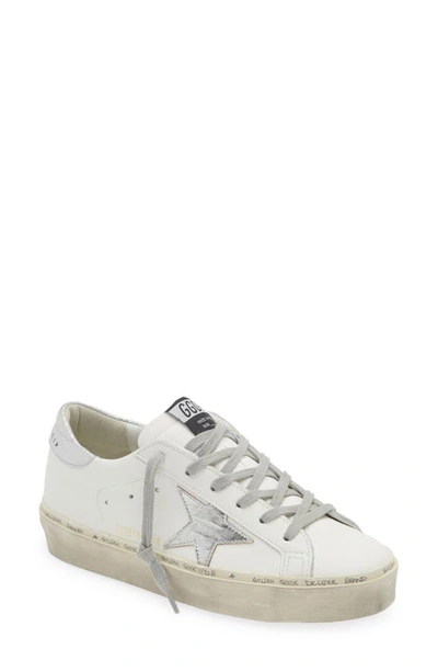 Golden Goose Hi Star Embossed Leather Low-top Sneakers In White/ Silver
