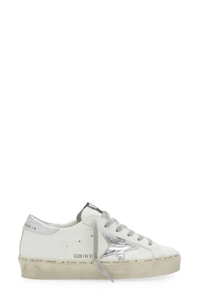 Golden Goose Hi Star Embossed Leather Low-top Sneakers In White/ Silver