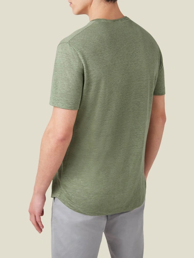 Shop Luca Faloni Olive Green Linen Jersey T-shirt
