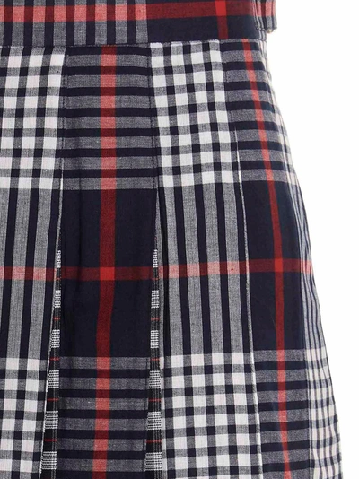 Shop Thom Browne Check Skirt In Blue