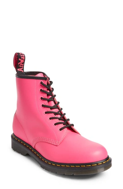 Shop Dr. Martens' 1460 Boot In Clash Pink Smooth