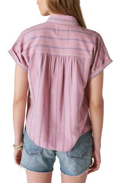 Lucky Brand Women's Striped Short-sleeve Button-up Shirt In Burgundy Multi