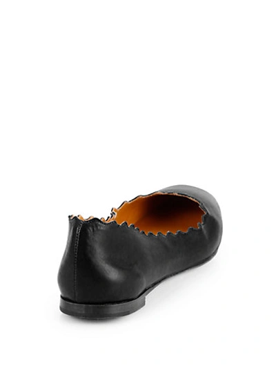 Chloé Scalloped Leather Ballet Flats In Black