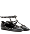 VALENTINO GARAVANI Valentino Garavani Rockstud Noir leather ballerinas,P00182703