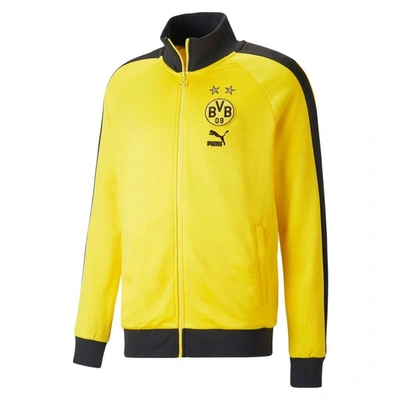 Shop Puma Yellow Borussia Dortmund Ftblheritage T7 Raglan Full-zip Track Jacket