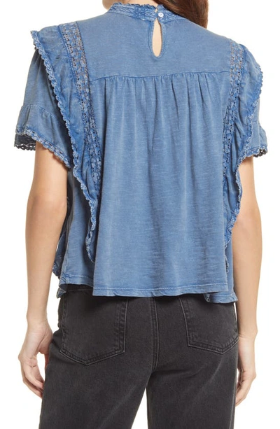 Free People Le Femme Ruffled Crochet Top In Eventide