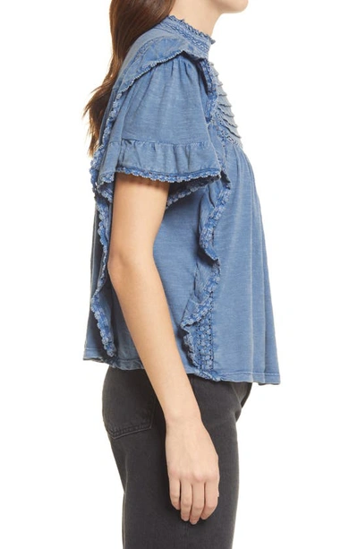 Free People Le Femme Ruffled Crochet Top In Eventide