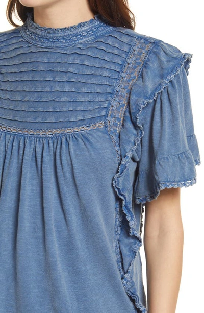 Free People Le Femme Ruffled Crochet Top In Eventide