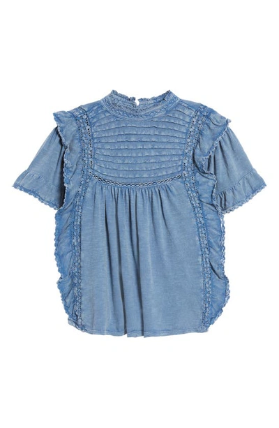 Free People Le Femme Ruffled Crochet Top In Eventide