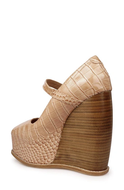 Zigi Philipah Peep Toe Platform Wedge Sandal In Nude Croc